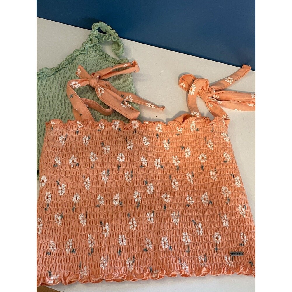 Tank Tops Lot Of 2 Festival Concert Boho Juniors Sz Med Pastel Floral & Solid - Picture 1 of 16